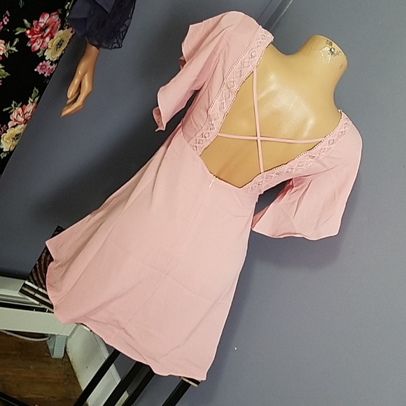 Stunning pink boho dress CRISS CROSS BACK - Picture 2 of 7